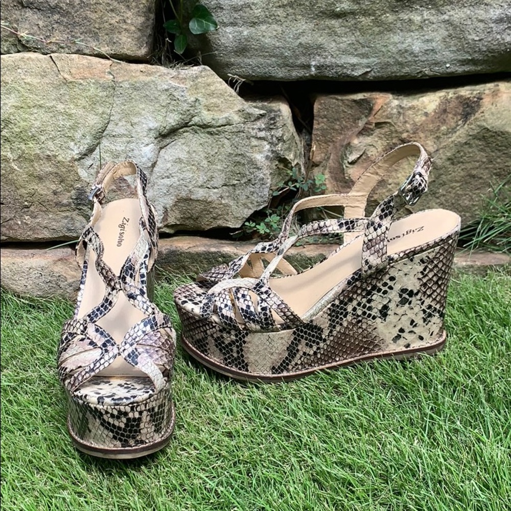 Zigi Soho Python Print Wedges - image 1